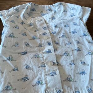 Kids Button Down Shirt with Blue and Green Pattern